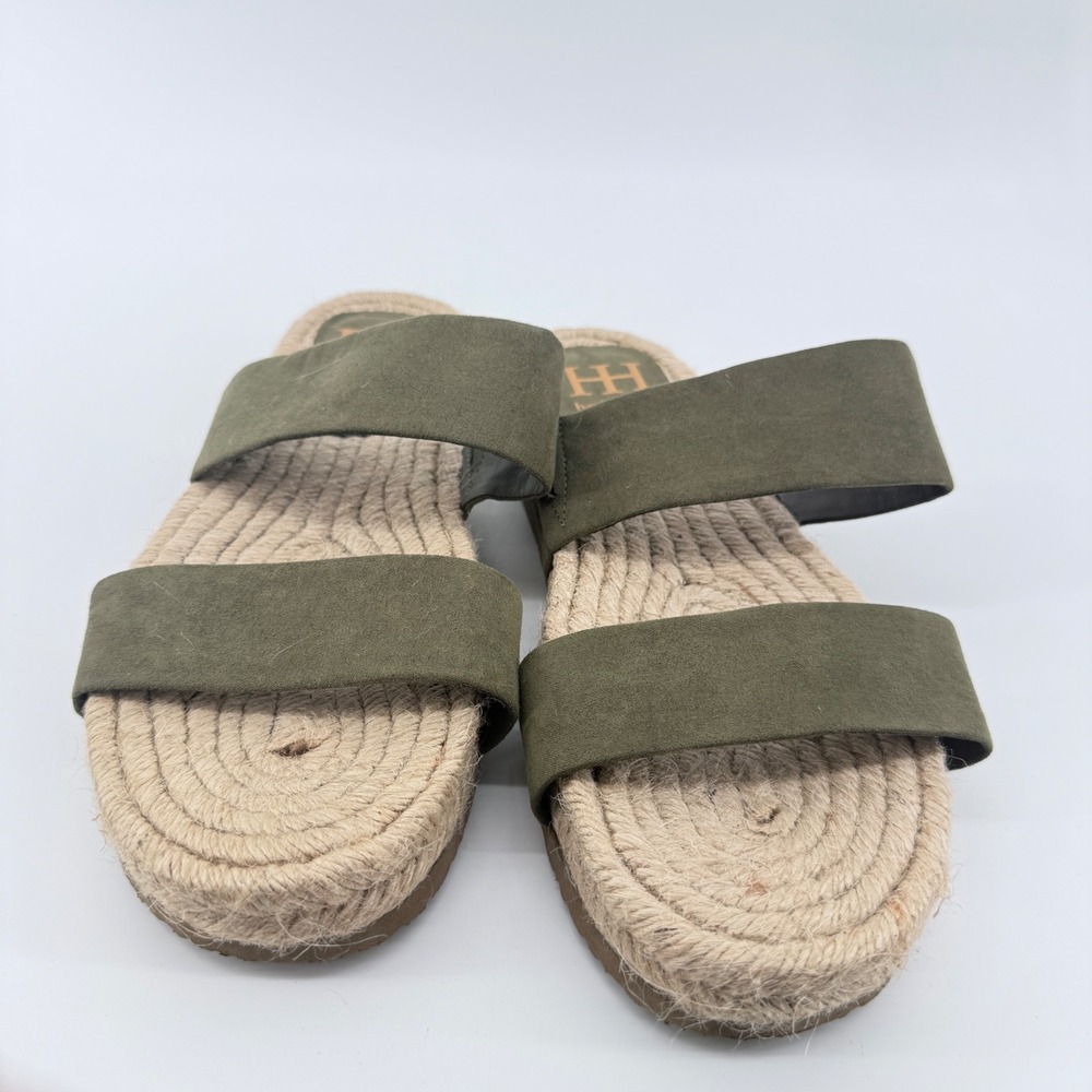 Haute Hippie Style Slide Sandals Womens 9 Olive Green Solid Textile Espadrille